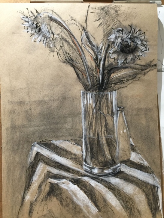 Amazing Charcoal And Pastel Drawings for Beginners Sunflowers Charcoal Pastel Still Life Drawing By Aliki Yiorkas | Hs Photos