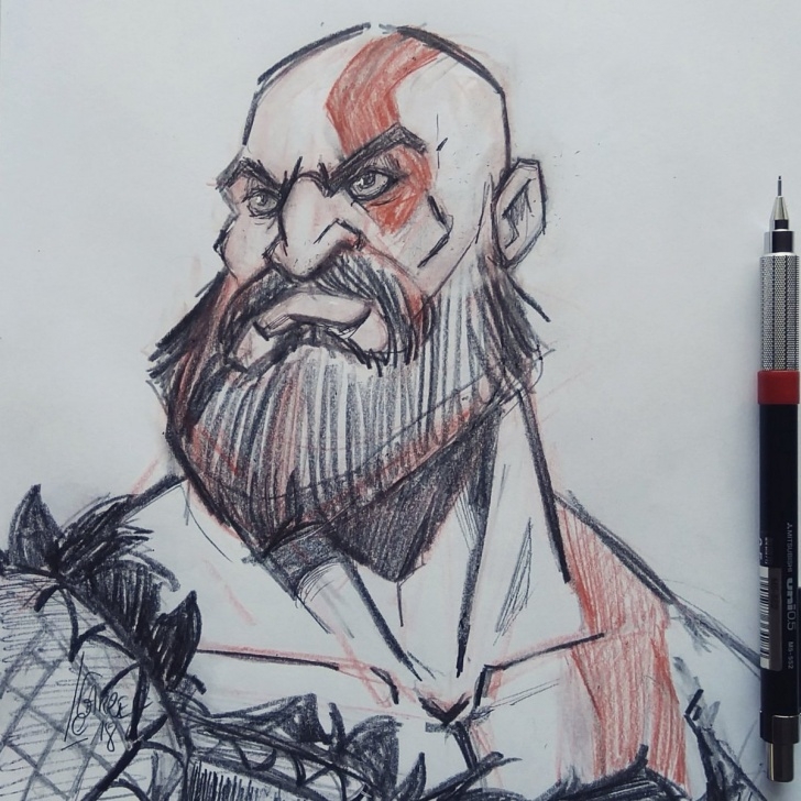 Awesome God Of War Drawings In Pencil Easy Vincedraws On Twitter: &quot;a Kratos Fanart , Made This Week. I Really Pictures