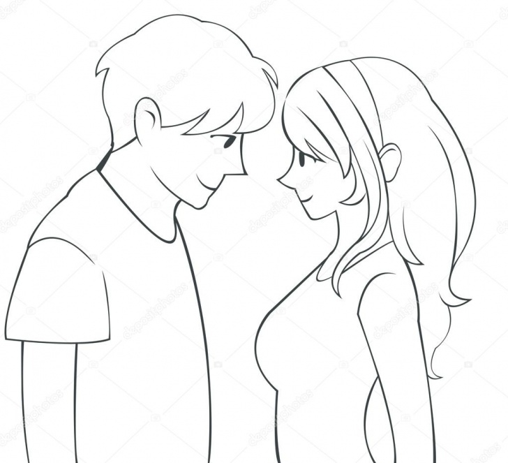 Awesome Pencil Couple Sketch for Beginners Dictures : Of Cute Couple | Pencil Sketch Of Cute Cartoon Teen Love Photo