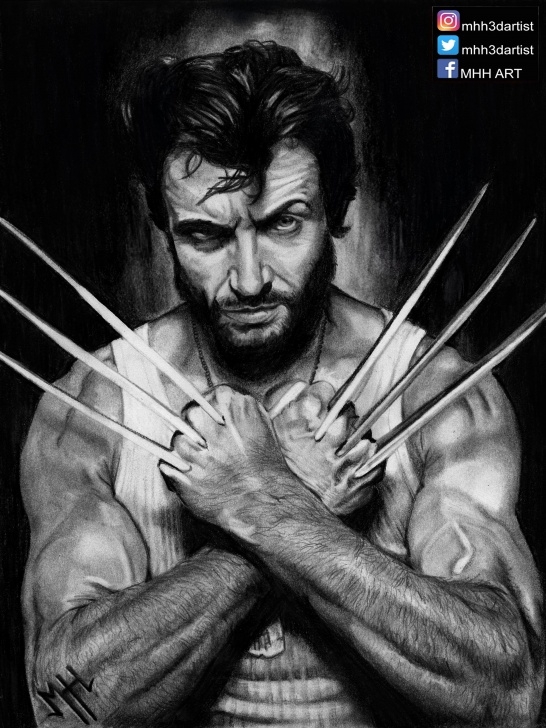 Awesome Wolverine Pencil Sketch Free Wolverine ( Hugh Jackman ), Lead Pencil Drawing, 8.5X11 : Marvel Photos