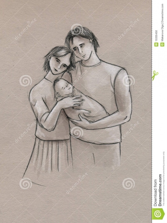 Best Family Pencil Sketch Free Young Family With Newborn Stock Illustration. Illustration Of Girl Images