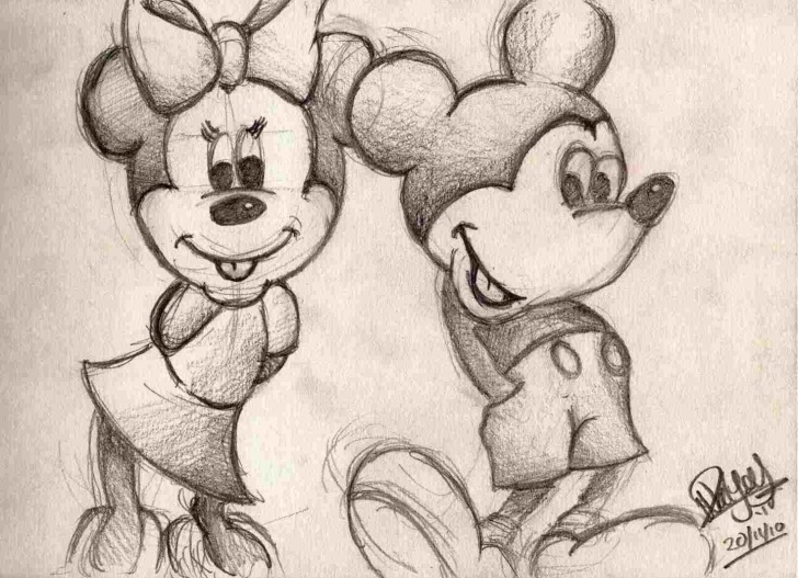 Best Minnie Mouse Pencil Drawing Simple Mickey Mouse Drawings In Pencil | Drawing Work Pictures