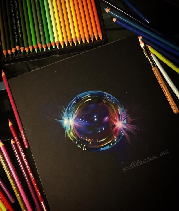 Excellent Prismacolor On Black Paper Step by Step Posted By Steffifreder_Art : Always Wanted To Draw A Bubble Images
