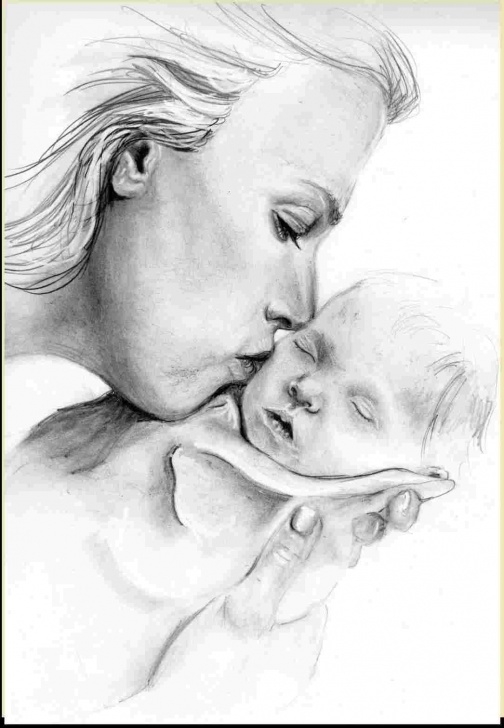 Fine Pencil Drawing Mother And Child Easy Mother With Baby Drawing | Drawing Work Pictures
