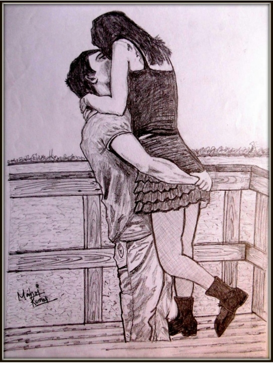 Good Romantic Sketch Drawing Ideas Romantic Couple Sketch By Manoj Patidar, Drawing Fine Art For Sell Pictures