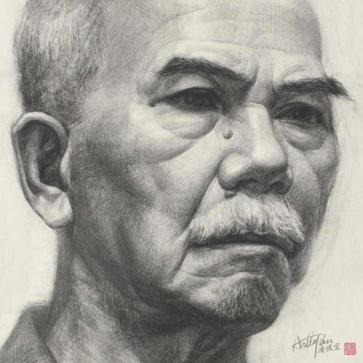 Gorgeous Realistic Pencil Sketch Lessons Old Man's Head Portrait-Part-Arttopan Drawing-Portrait Realistic Carbon  Pencil Sketch By Artto Pan Pics