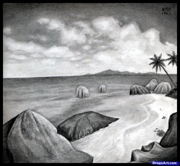 Incredible Beach Pencil Sketch Lessons How To Sketch A Beach, Draw A Realistic Beach, Step By Step Images