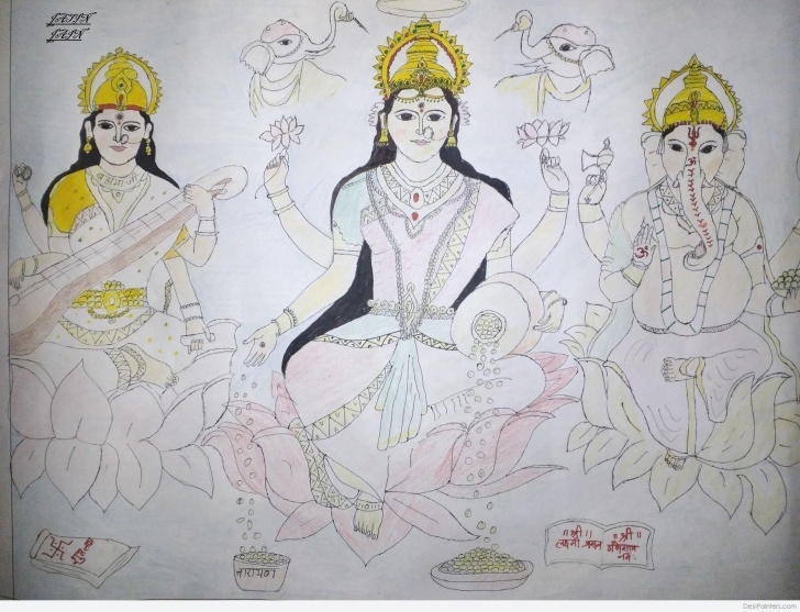 Incredible Goddess Lakshmi Pencil Sketches Tutorial Pencil Sketch Of Lord Ganesha And Goddess Lakshmi And Durga Maa Pic