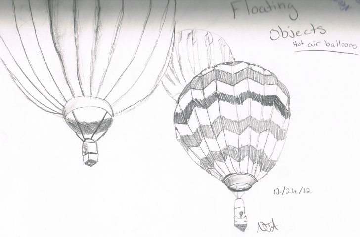 Hot Air Balloon Pencil Drawing