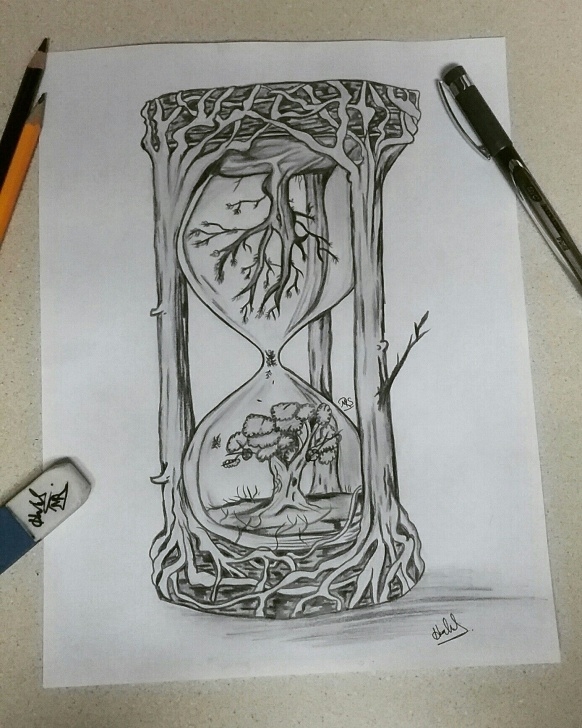 Incredible Hourglass Pencil Drawing for Beginners Creative Hourglass Drawing. | My Artwork In 2019 | Hourglass Pic