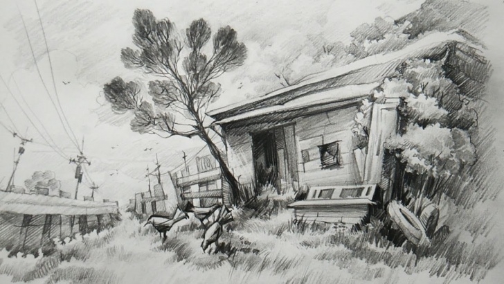 Incredible House Drawing Pencil Lessons How To Draw A Simple Small Wooden House With Pencil - Paintingtube Image