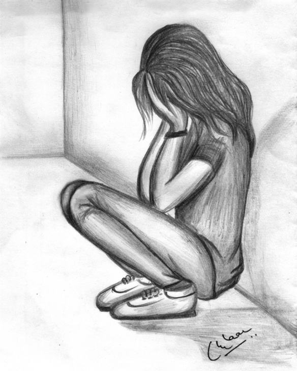 Incredible Sad Pencil Art Courses Pencil Sketch Of A Sad Girl | Desipainters Pictures
