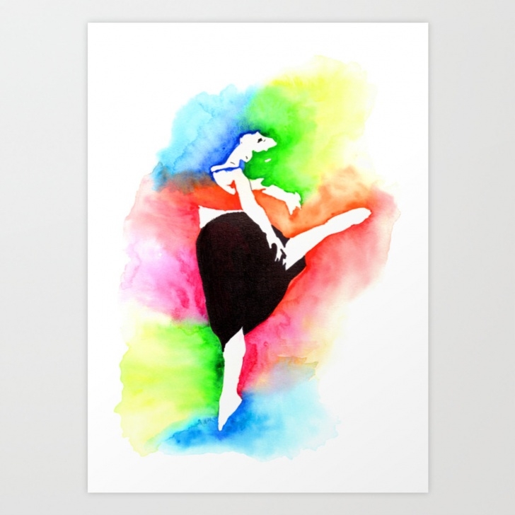 Incredible Watercolor Stencil Art Free Ballerina Watercolor Art | Dancer Stencil Art Art Print Image
