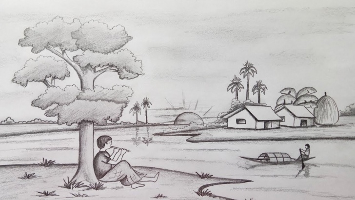 Inspiration Landscape Drawing Sketch Ideas How To Draw Scenery / Landscape By Pencil Sketch.step By Step (Easy Draw) Pictures