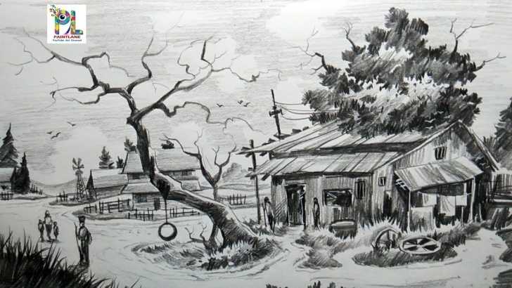 Inspiration Pencil Drawing Scenery Easy for Beginners How To Draw Easy And Simple Village Scenery With Pencil Step By Step Pictures