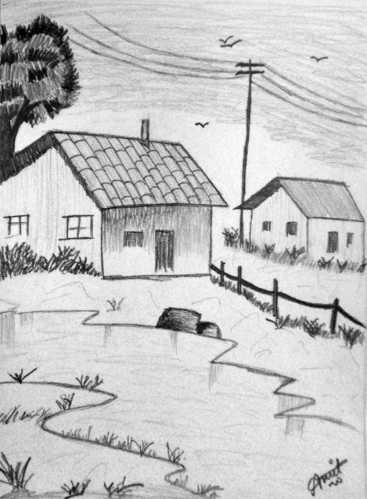 Inspiration Simple Scenery Pencil Drawings Tutorial Landscape Simple Sketch At Paintingvalley | Explore Collection Pictures