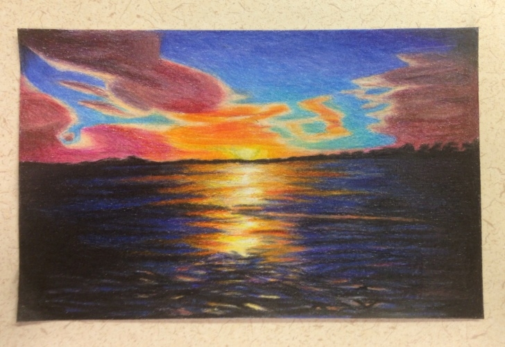 Inspiration Sunset With Colored Pencils Courses Pencil Drawings: Colored Pencil Sunset Drawings Pic