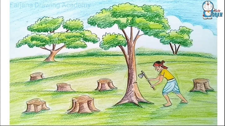 Inspiring Deforestation Pencil Drawing Techniques How To Draw Scenery Of Save Trees For Save Nature Step By Step Picture