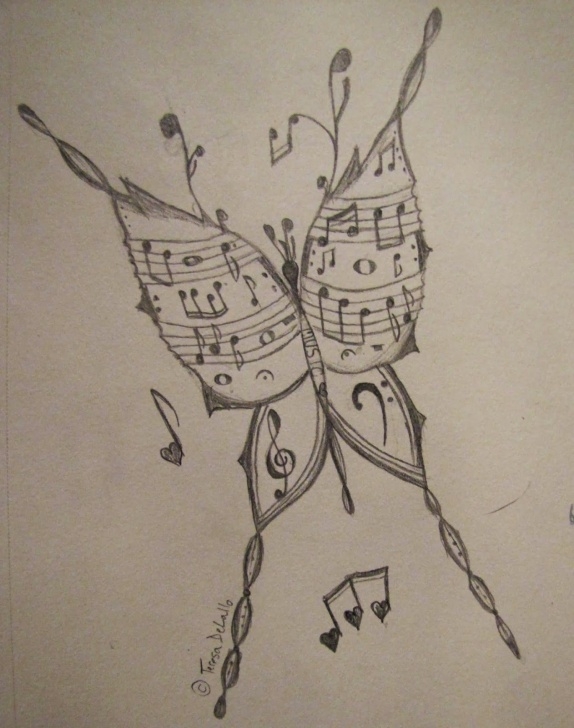 Inspiring Music Drawings In Pencil Tutorial Musical Butterfly -- My Drawing | Art And Pencil Drawings | Music Images