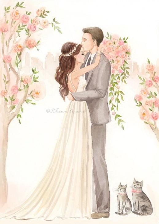Inspiring Wedding Couple Sketch Techniques for Beginners Custom Couple Portrait Illustration - Wedding, Bride Groom Pictures