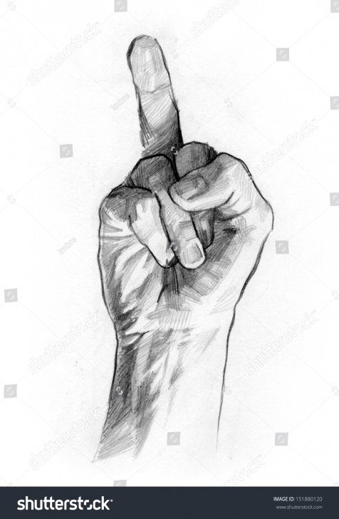 Interesting Hand Pencil Drawing Simple Pencil Drawing Middle Finger Hand Gesture Stock Illustration 151880120 Pic