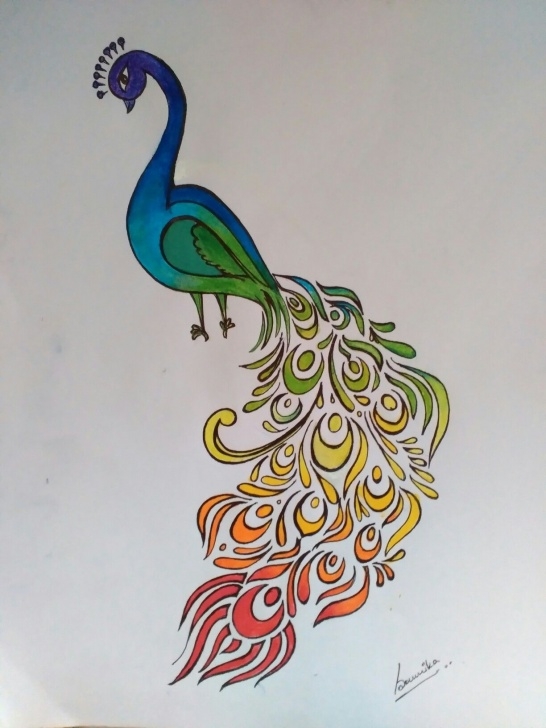 Learn Easy Colored Pencil Drawings Step by Step Peacock Abstract Colorful Rainbow Bird India Nature Easy Color Photos