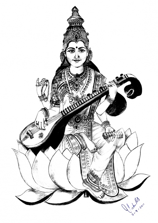 Saraswati Pencil Sketch