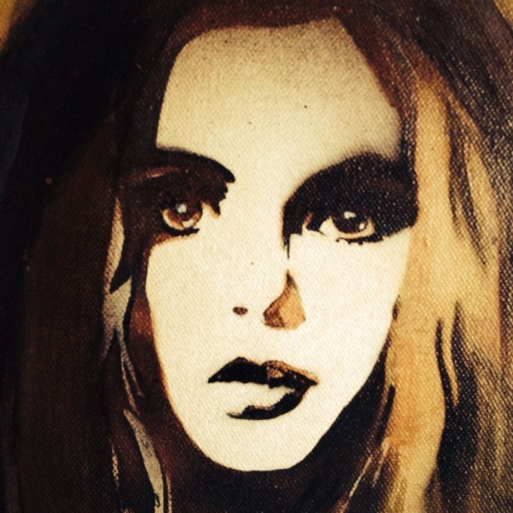 Marvelous Stencil Art Girl Techniques Stencil Art Girls Face. Spray Paint On Coffee Stained Canvas | Art Image
