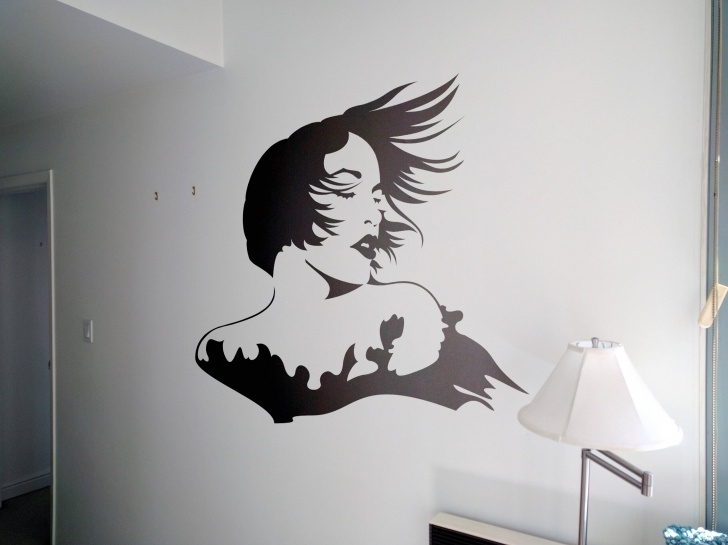 Most Inspiring Artistic Wall Stencils for Beginners Woman Face With Wind Blowing Her Hair Wall Decal Sticker, Portrait Pics