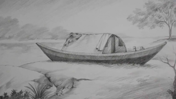 Outstanding Pencil Shading Drawings Easy Techniques for Beginners Pencil Shading Tutorial | How To Draw A Boat &amp; A Riverside Landscape Photos