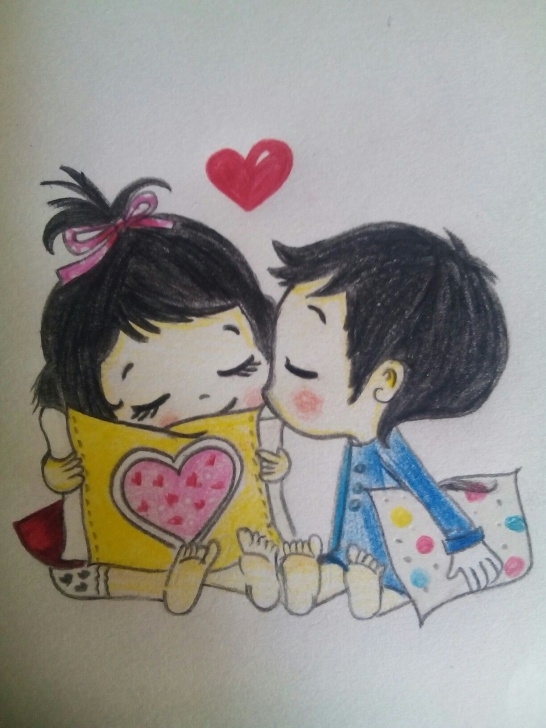 Popular Cute Cartoon Couple Sketches Simple Kissing Cute Cartoon Couple Sketch Pencile Colour Sketch | Cartoon Images