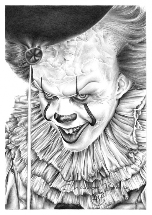 Popular Pennywise Pencil Drawing Lessons It: Pennywise Pencil Portrait Drawing Print Pic