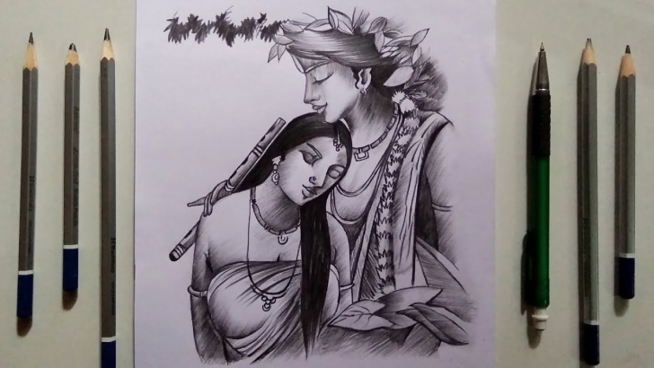 Stunning Creative Pencil Art Ideas Lord Creative Krishna &amp; Radha Drawing For Beginners || Pencil Sketch Picture