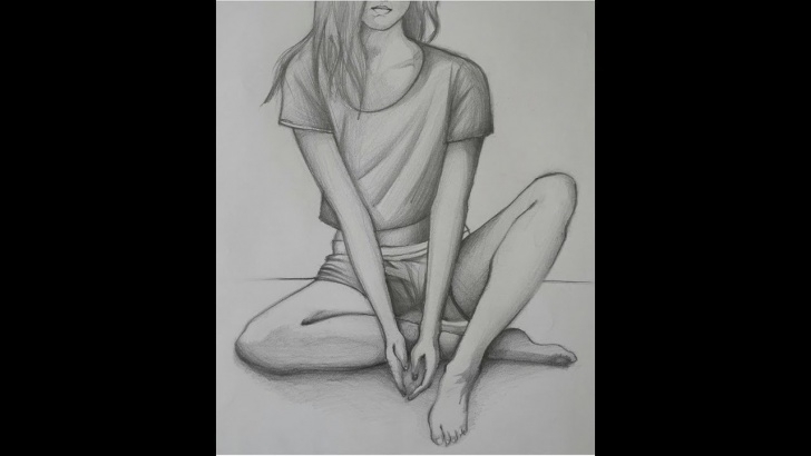 Stunning Pencil Sketch Of A Girl Standing Techniques How To Draw A Girl Sitting Pencil Sketch. Easy Drawing Tutorial. Picture