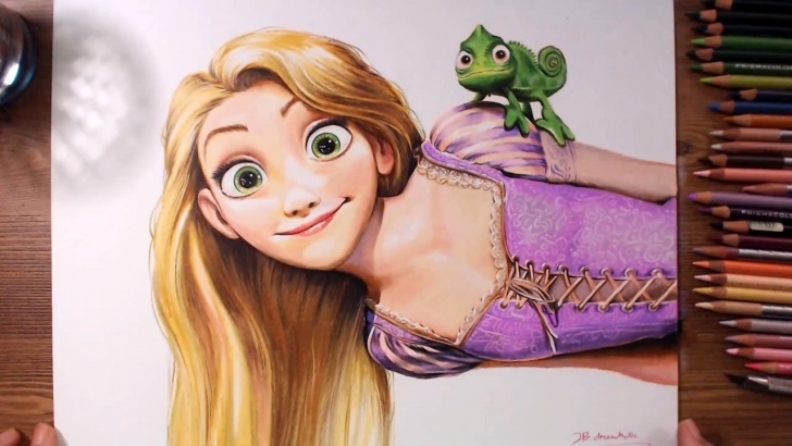 Stunning Rapunzel Pencil Drawing Ideas Rapunzel And Pascal (Tangled) - Colored Pencil Drawing | Drawholic Picture