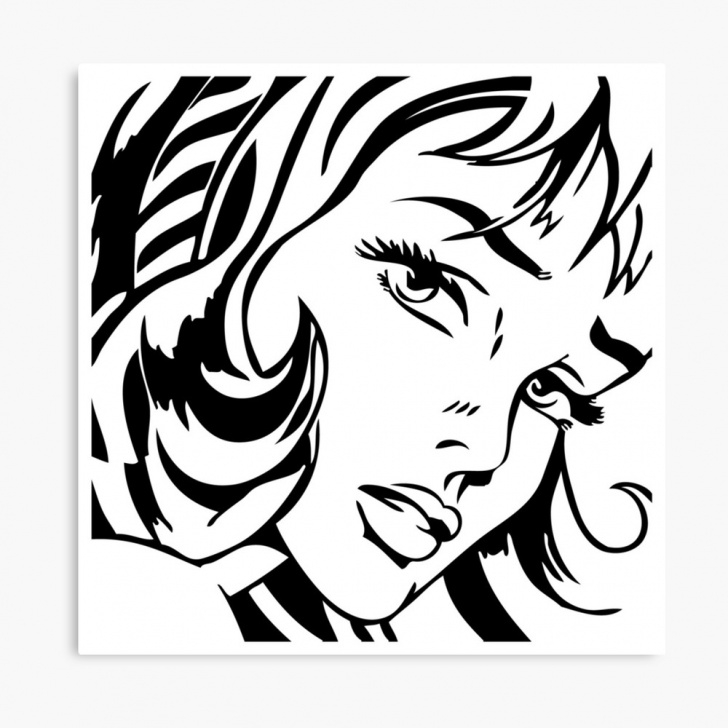 The Best Stencil Art Girl Tutorials Girl With Hair Ribbon - Roy Lichtenstein Stencil | Canvas Print Photo