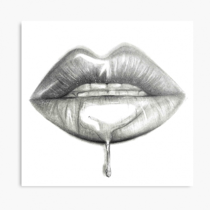 Top Lip Pencil Sketch Ideas Pencil Lips Drawing | Metal Print Photo