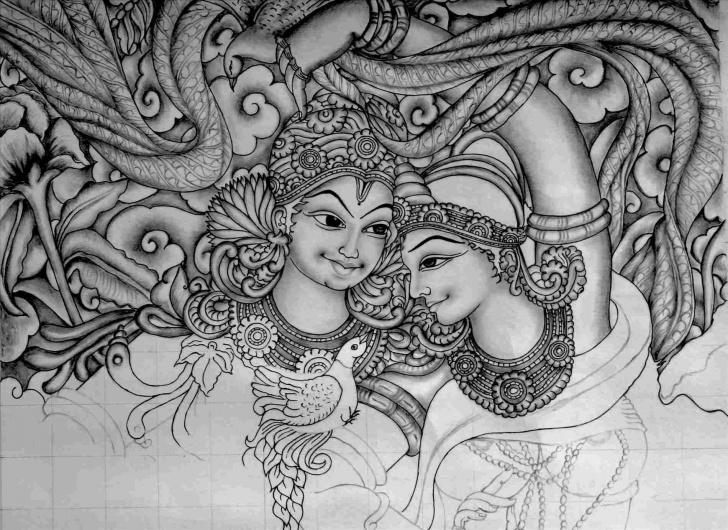 Top Mural Pencil Drawings Lessons Rhpinterestcom Radha Pencil Sketch Of Radha Krishna Krishna Mural Pic