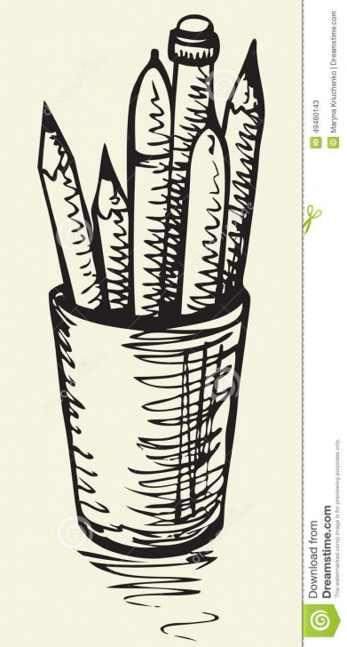 Top Sketch Of Pencils Tutorials Vector Sketch. Cup With Pencils Stock Illustration - Illustration Of Photo