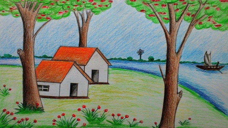 Wonderful Scenery Colour Pencil Drawing Techniques for Beginners How To Draw Beautiful Scenery With Colour Pencils Pictures